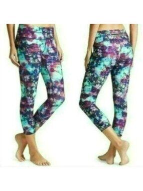 Athleta Sonar Women's Extra Small Multicolor Tight Fit Activewear Capri Leggings